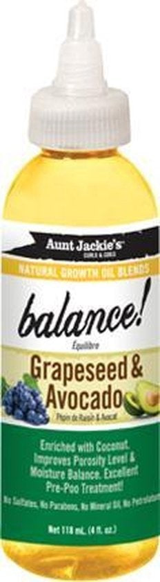 Aunt Jackie's Balance Grapeseed & Avocado Olie 118 Ml