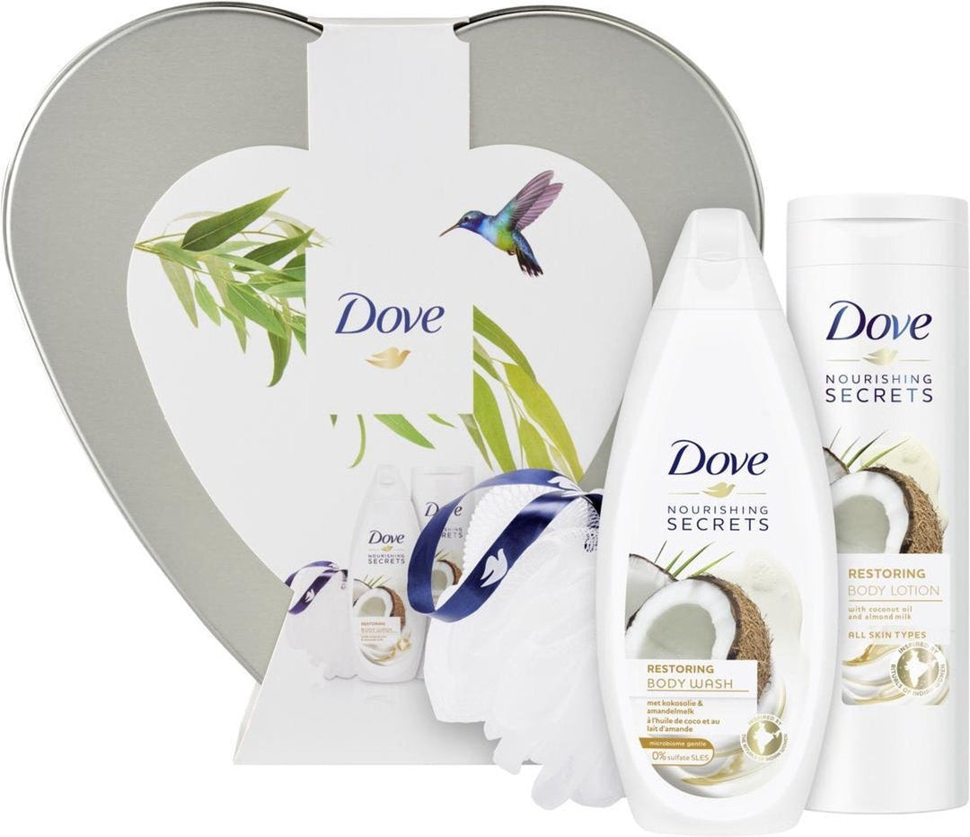 Dove Geschenkset Coconut & Almond - Deo 150ml + Duschmousse 200ml + Körpercreme 300ml