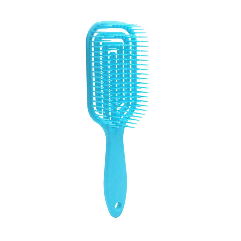  Bristle Curly Soft Massage Detangling Square Hair Brush - Blue