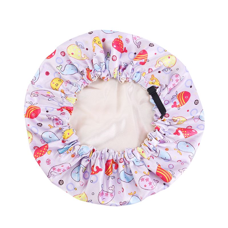  Kids Satin Hair Bonnet Sleep Cap Bonnets - Double Layer Printed Light Purple