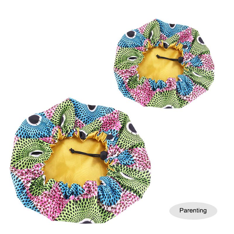  Kids - Satin Double Layer - African Ankara Pattern Bonnet Sleep Cap - POT