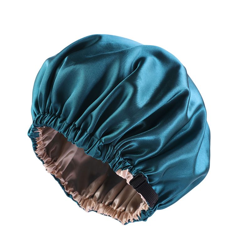  MHS Satin Hair Bonnet - Sleeping Cap - Double Layer - Adjustable - Elastic Band - Size 36cm - Teal