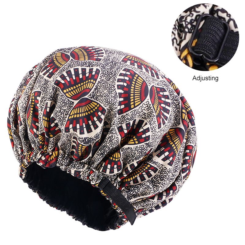  Satin Lined Ankara Sleep Cap - White Yellow Red
