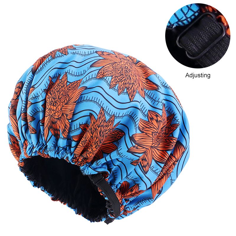  Satin Lined Ankara Sleep Cap - Blue