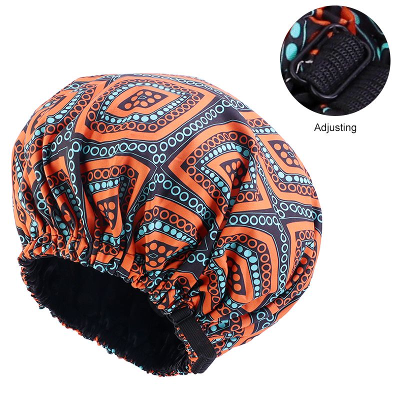  Satin Lined Ankara Sleep Cap - Brown