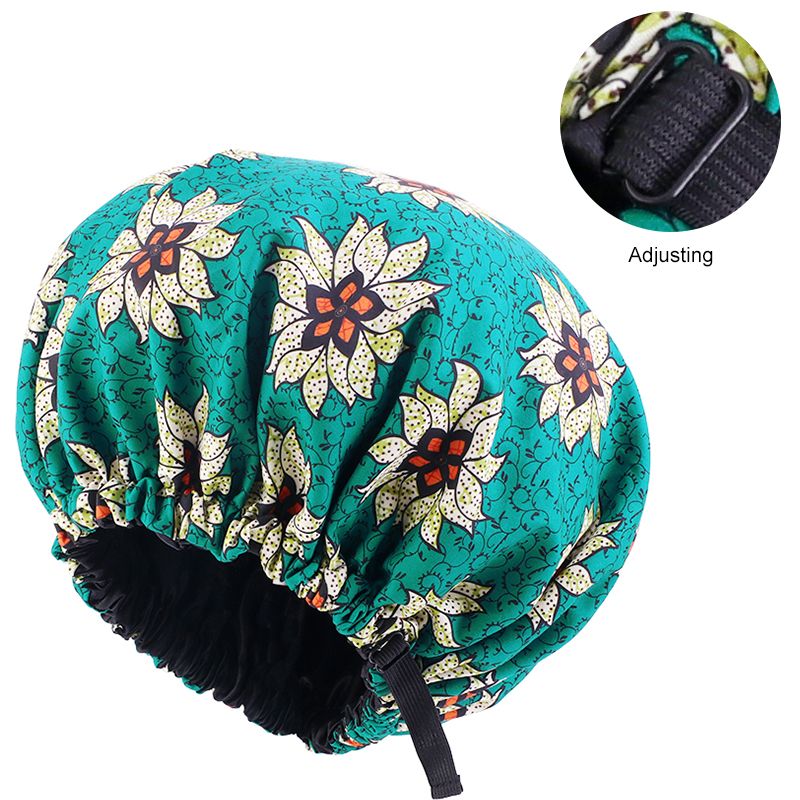  Satin Lined Ankara Sleep Cap - Green