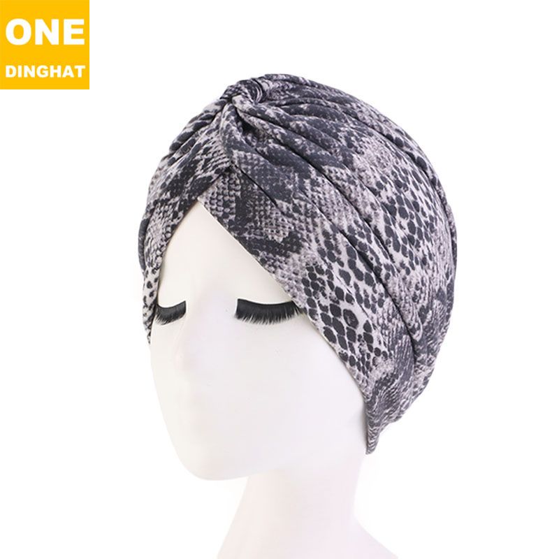  Soft Cotton Knot Turban Hats for Women TJM-412 - Black Gray