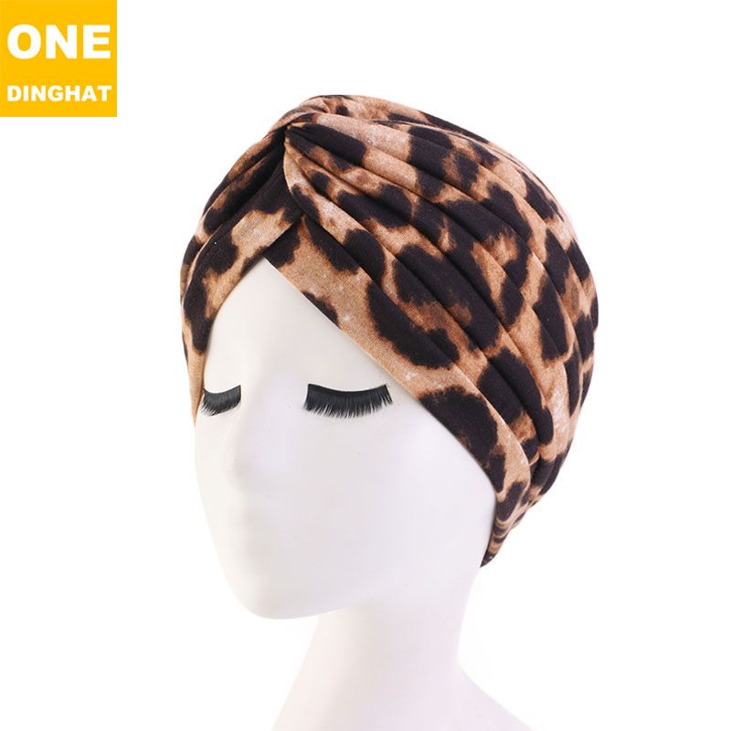  Soft Cotton Knot Turban Hats for Women TJM-412 - Leopard