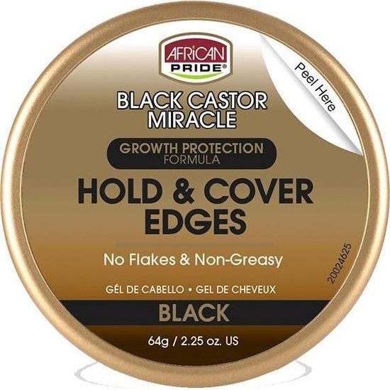 African Pride Black Castor Miracle Hold & Cover Edges – Wachstumsschutzformel, 64 G