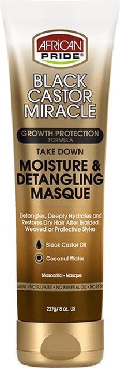 African Pride Black Castor Miracle Feuchtigkeits- Und Entwirrungsmaske – Wachstumsschutzformel Take Down, 227 G