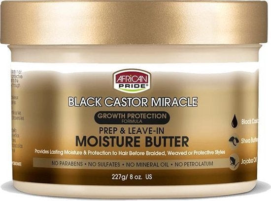 African Pride Black Castor Miracle Prep & Leave-in Feuchtigkeitsbutter – Wachstumsschutzformel 227gr