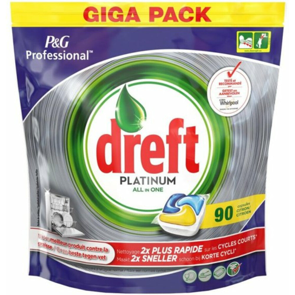 Dreft Platinum Spülmaschinentabs – All In One Lemon 90 Kapseln