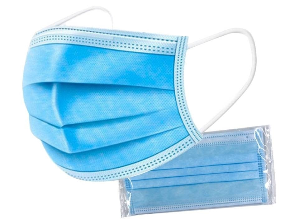 Mondmasker 3-lagig, Blau, 50 Stück