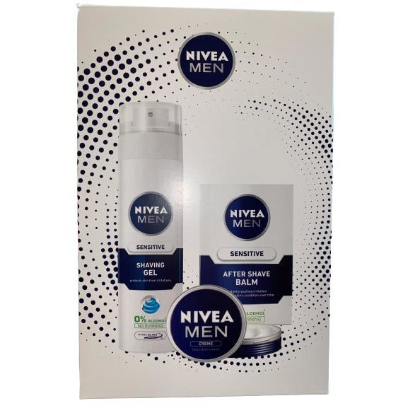 Nivea Geschenkset Bestehend Aus Balsam 100 Ml + Rasiergel 200 Ml + Creme 75 Ml Sensitive Für Männer