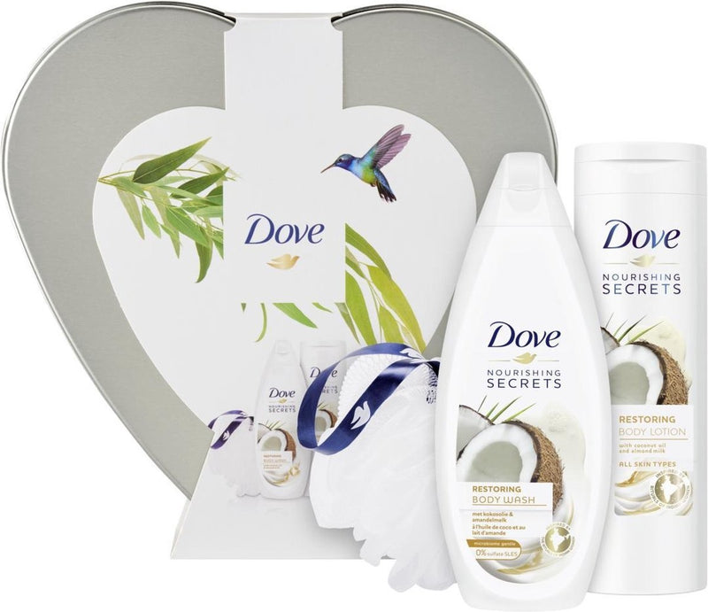 Dove Cadeauset Kokos & Amandel - Deo 150ml + Shower Mousse 200ml + Body Crème 300ml