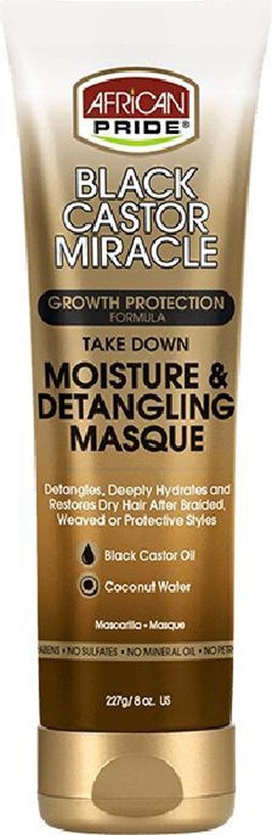 African Pride Black Castor Miracle Moisture & Detangling Masque - Growth Protection Formula Take Down 227gr