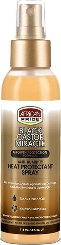African Pride Black Castor Oil Heat Protectant Spray - Anti-Humidity 118ml