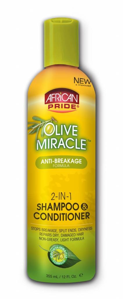 African Pride Olive Miracle Anti-Breakage 2-In-1 Shampoo & Conditioner 355 Ml