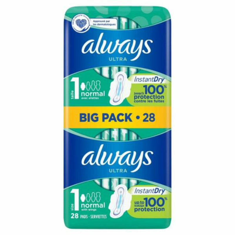 Always Sanitary Towels 28pcs Ultra Instant Dry Size 1 