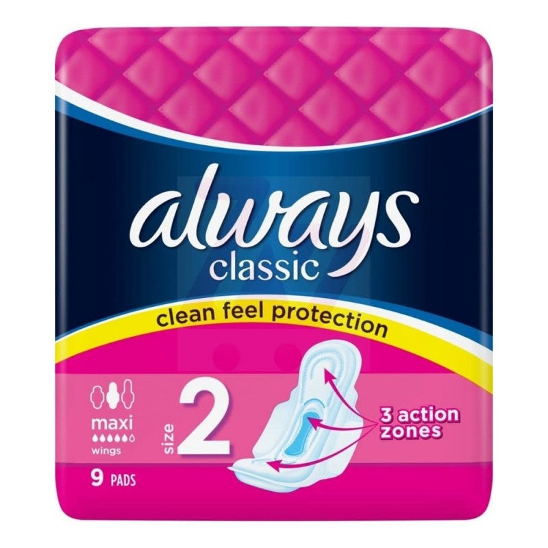 Always Sanitary Towels 9pcs Classic Maxi Size 2