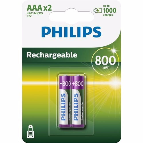 Philips - 2x Aaa Oplaadbare Batterijen