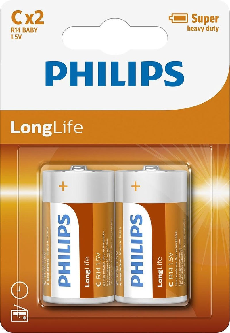 Philips Longlife R14 Baby - C Batterij 2 Stuks