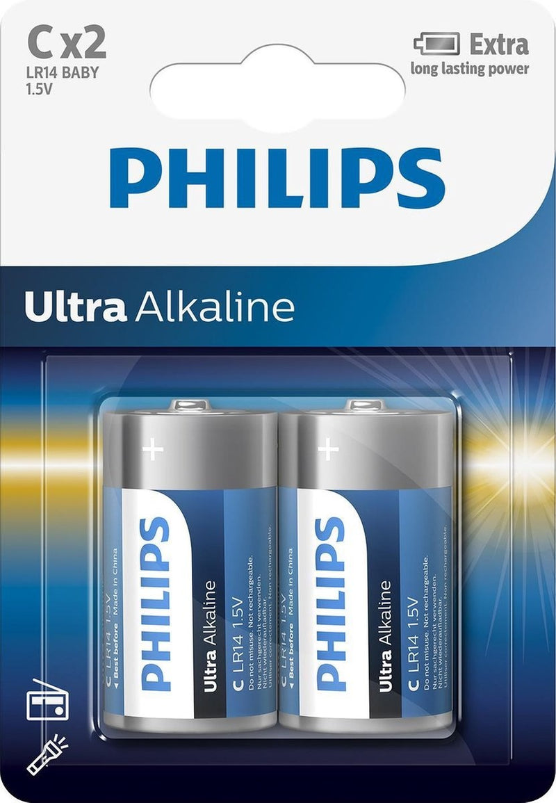 Philips Ultra Alkaline Lr14 Baby - C Batterij 2 Stuks