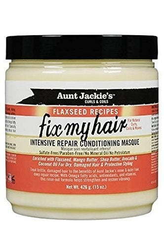 Aunt Jackie's Curls & Coils Flaxseed Recipes Fix My Hair Intensive Repair Conditioning Masque 426 Gram