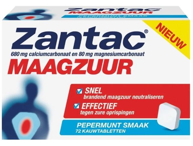 Zantac Maagzuur - Kauwtabletten 72 Stuks