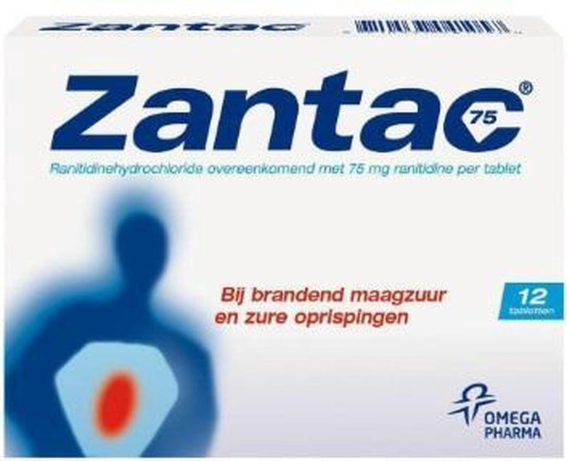 Zantac Ranitidine 75mg - Maagzuur Tabletten 12 Stuks